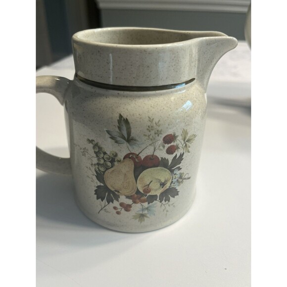 Royal Doulton Cornwall Apples Pears Coffee Pot Creamer Sugar Bowl Lid England - Picture 8 of 16